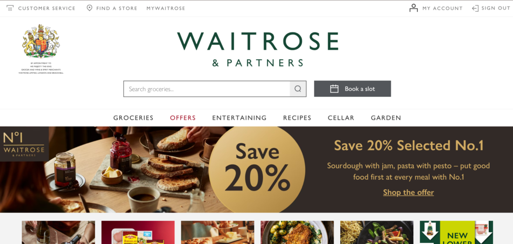 Waitrose homepage being a poorly designed mess.
